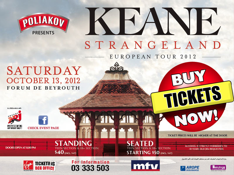 KEANE in Beirut (Strangeland European Tour)‏